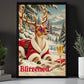 Funny Christmas Blitzed Reindeer Canvas Painting, Santa Deer With Star Sunglasses And Champagne Wall Art Decor, Xmas Poster Gift For Reindeer Lover