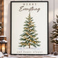 Christmas Tree Canvas Painting, Merry Everything And Happy Always Wall Art Decor, Xmas Quote Poster Gift