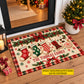 Personalized Christmas Family Doormat, Custom Family And Pet Names On Festive Stockings Doormat For Home Decor Housewarming, Xmas Welcome Mat Gift For Family