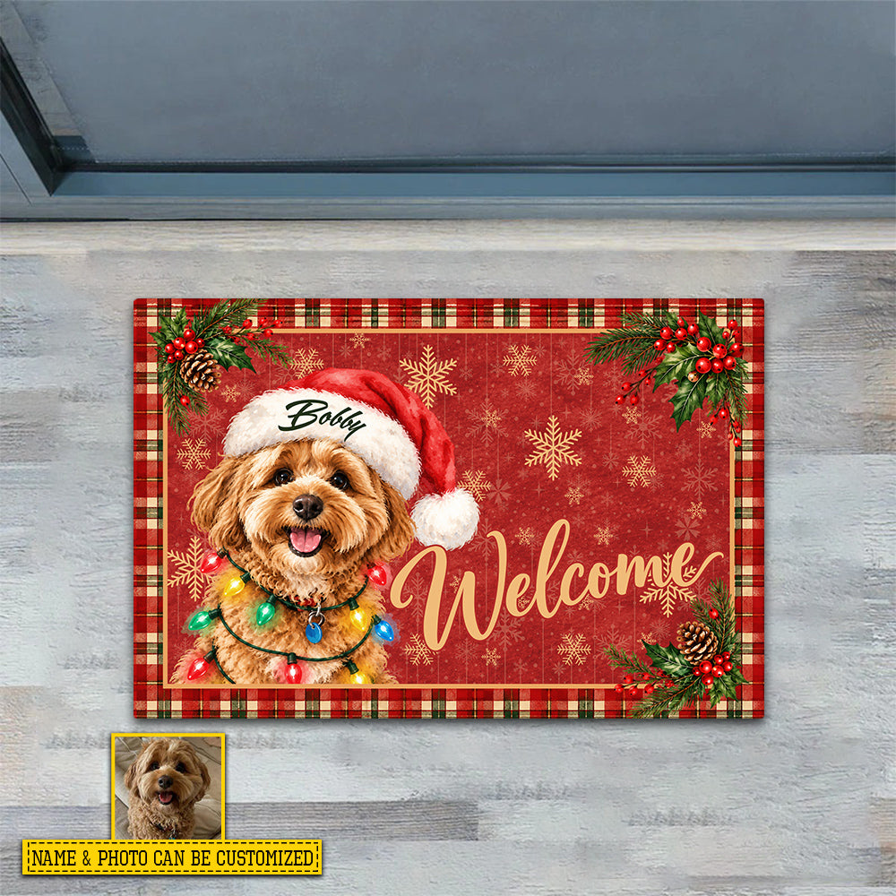 Personalized Christmas Dog Doormat, Santa Paws Says Welcome Doormat For Home Decor Housewarming, Xmas Welcome Mat Gift For Dog Lover