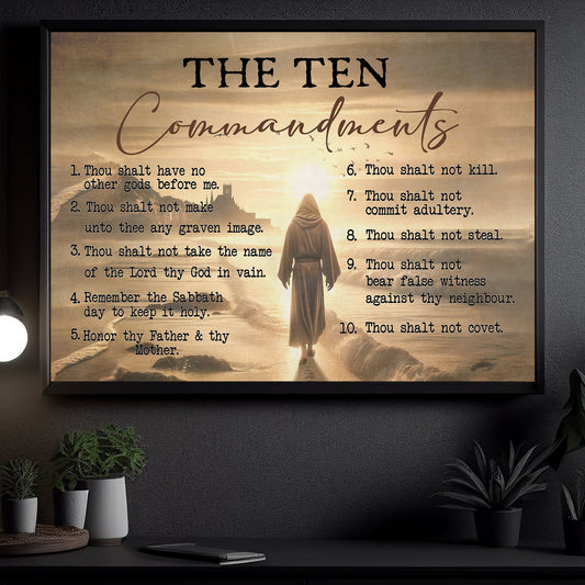 The Ten Commandments, Jesus Canvas Painting, Inspirational Quotes Wall Art Decor, Poster Gift For Christian Lovers