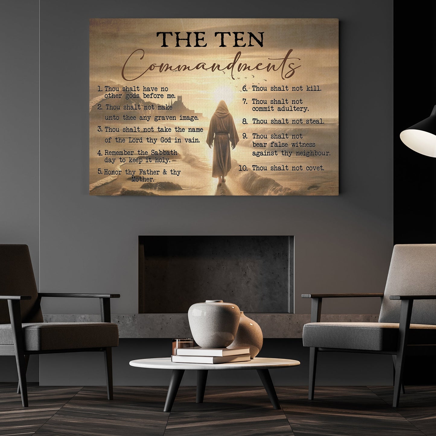 The Ten Commandments, Jesus Canvas Painting, Inspirational Quotes Wall Art Decor, Poster Gift For Christian Lovers