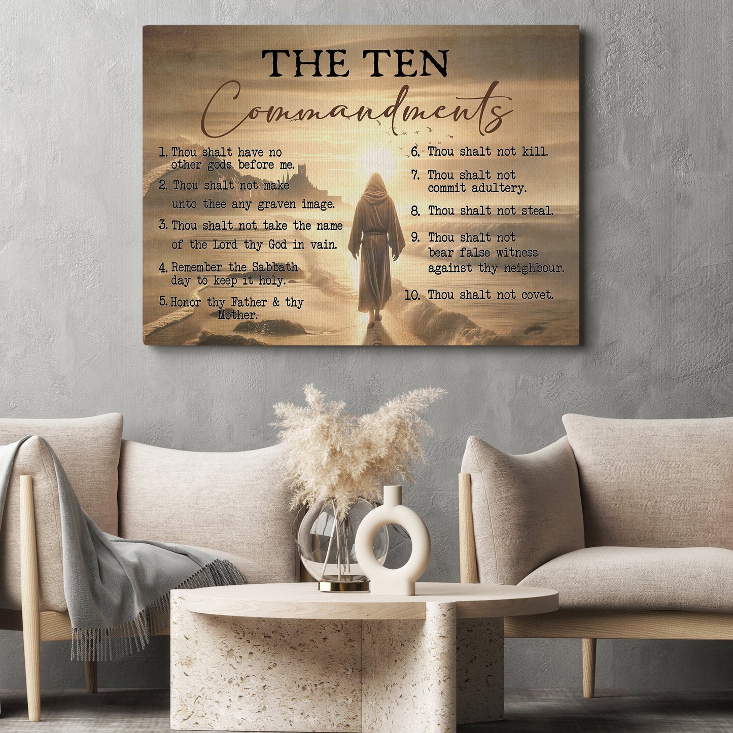 The Ten Commandments, Jesus Canvas Painting, Inspirational Quotes Wall Art Decor, Poster Gift For Christian Lovers