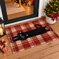 Funny Black Cat Doormat, Stretching Kitty With Pink Paws Doormat For Home Decor Housewarming, Welcome Mat Gift For Cat Lover