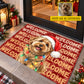 Personalized Christmas Dog Doormat, Custom Pet Portrait With Santa Hat Doormat For Home Decor Housewarming, Xmas Welcome Mat Gift For Dog Lover