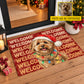 Personalized Christmas Dog Doormat, Custom Pet Portrait With Santa Hat Doormat For Home Decor Housewarming, Xmas Welcome Mat Gift For Dog Lover