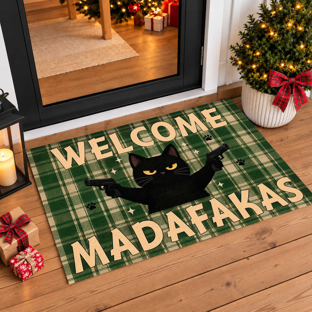 Funny Cat Doormat, Welcome Madafakas Doormat For Home Decor Housewarming, Welcome Mat Gift For Cat Lover