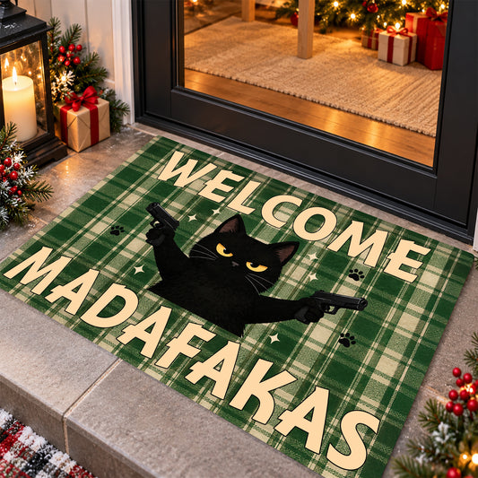 Funny Cat Doormat, Welcome Madafakas Doormat For Home Decor Housewarming, Welcome Mat Gift For Cat Lover