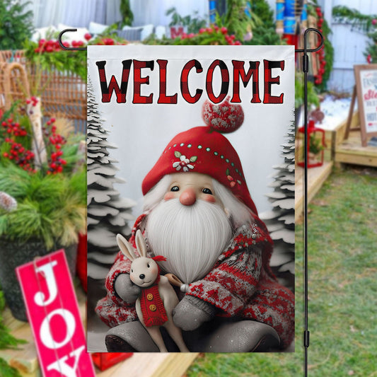 Whimsical Winter Welcome, Gnomes Xmas Brighten Garden Flag & House Flag, Christmas Flag Gift For Gnome Lovers