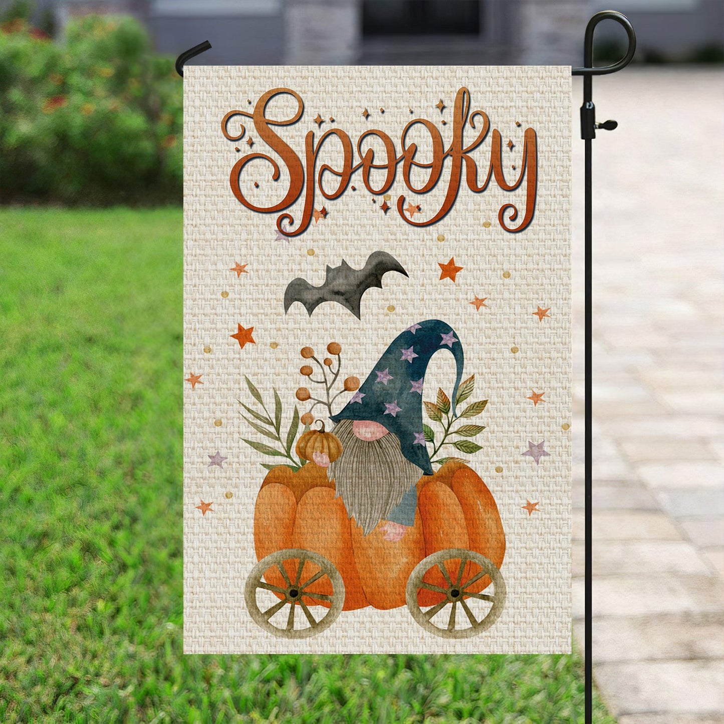 Halloween Flag, Gnomies Inside A Pumpkin, Flag Gift For Halloween, Thanksgiving Garden Flag Gift