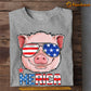 July 4th Cool Pig T-shirt, Merica Pig With Glasses USA Flag Patriotic Tees, Independence Day Gift For Pig Lovers, Farmers