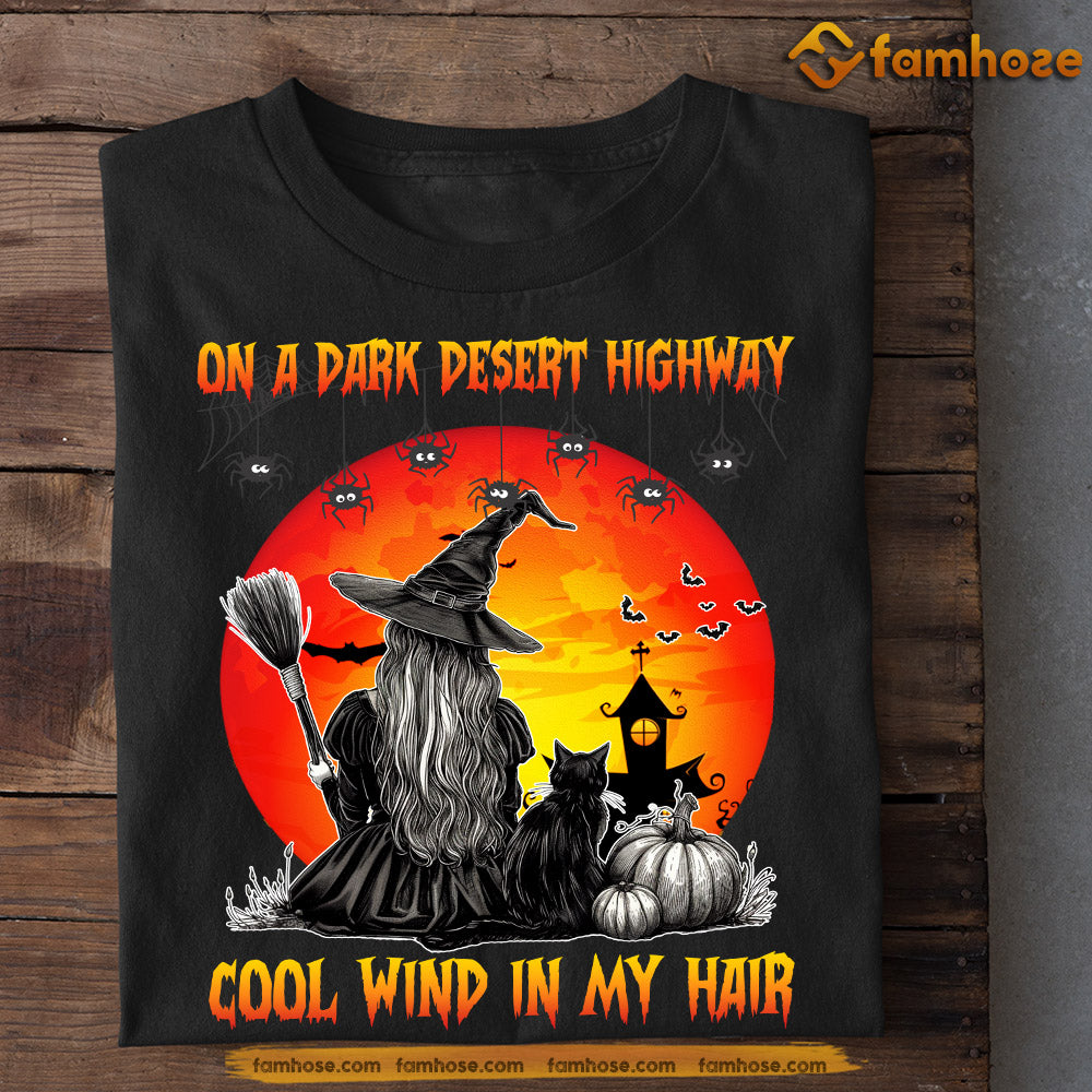 Funny Halloween Cat T-shirt, Cool Wind In My Hair, Spooky Season Gift For Cat Lovers, Cat Owners Tee