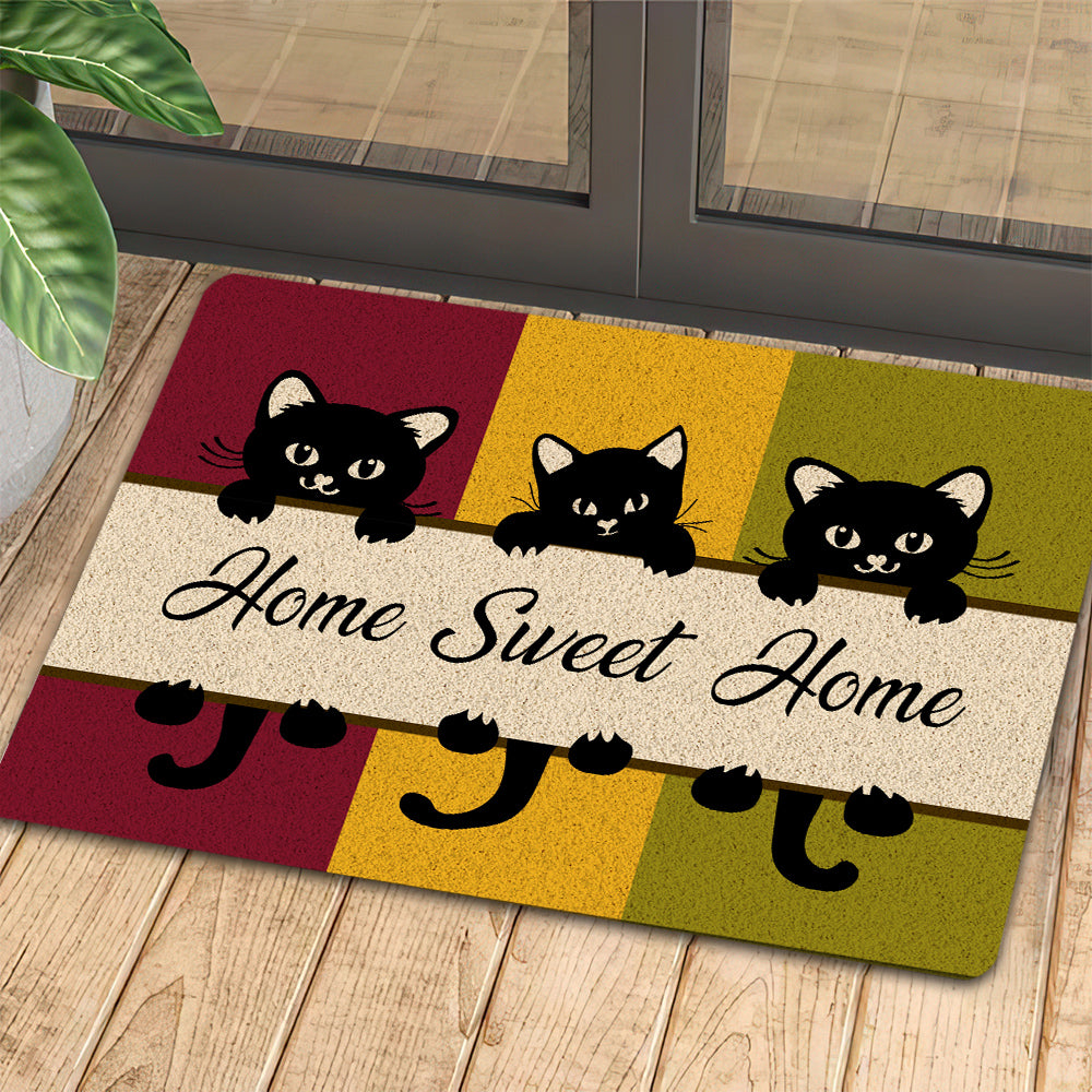 home Sweet Home Three Cats Door Mat, Indoor Mat, Creative Doormat