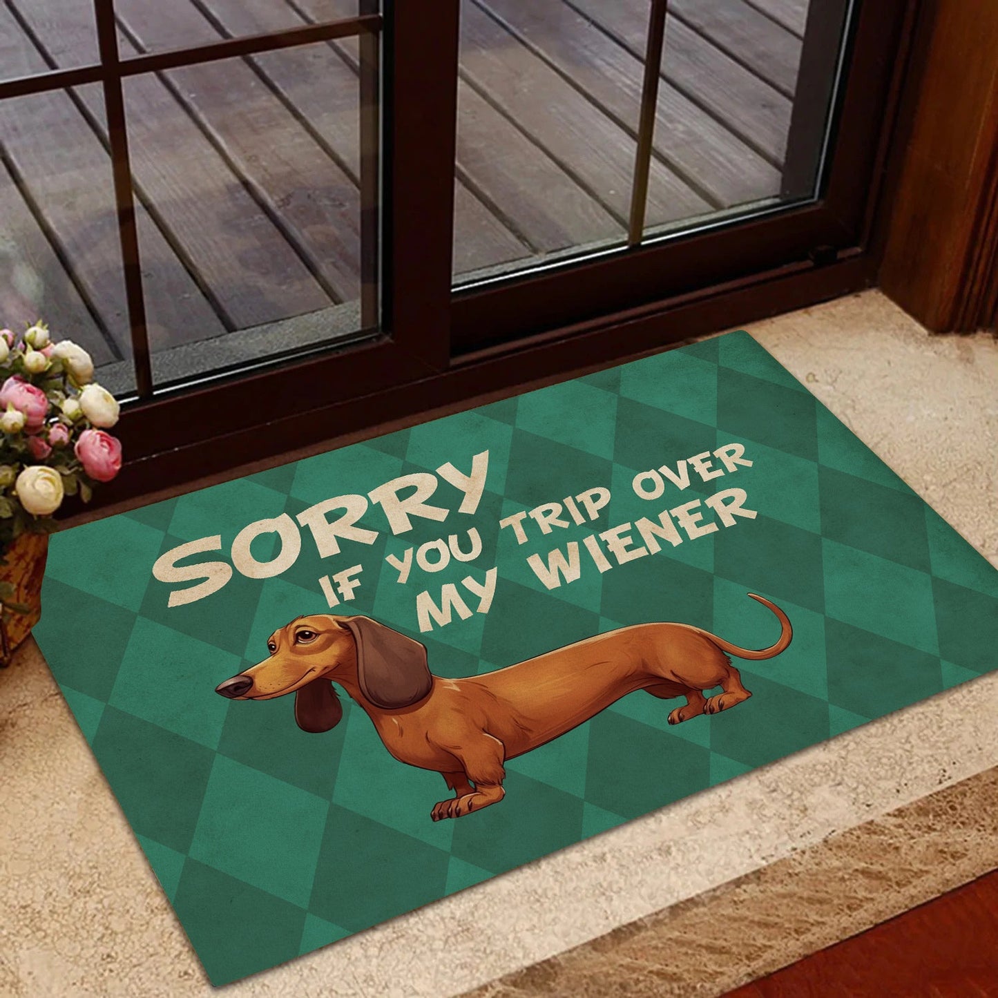 Funny Dachshund Dog Doormat, Sorry If You Trip Over My, Doormat Gift For Dachshund Lovers, Home Decor Housewarming Gift, Dog Welcome Mat