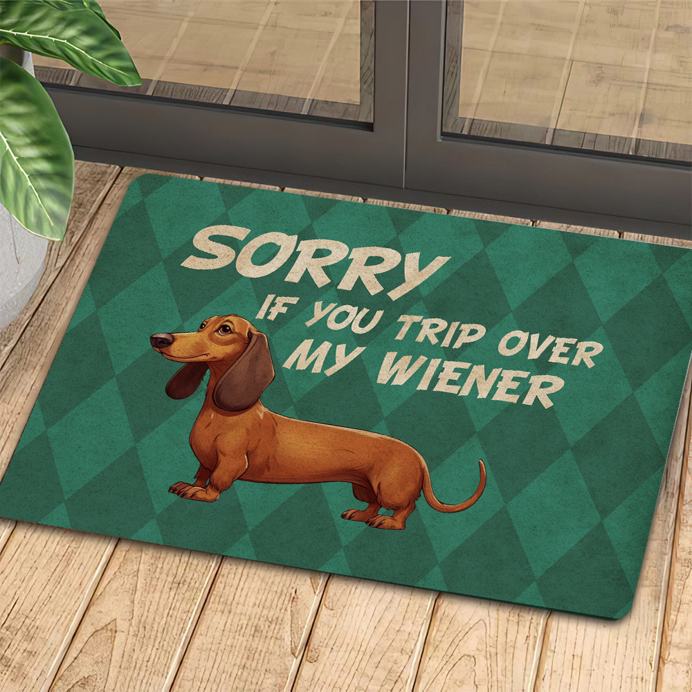 Funny Dachshund Dog Doormat, Sorry If You Trip Over My, Doormat Gift For Dachshund Lovers, Home Decor Housewarming Gift, Dog Welcome Mat