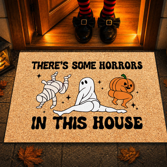 Funny Halloween Doormat, There's Some Horrors In This House, Housewarming Gift, Halloween Doormat Decor