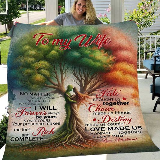 Romantic Valentine's Day Blanket, To My Wife Destiny Made Us Couple, Inspirational Quotes Fleece Blanket - Sherpa Blanket Gift For Your Wife
