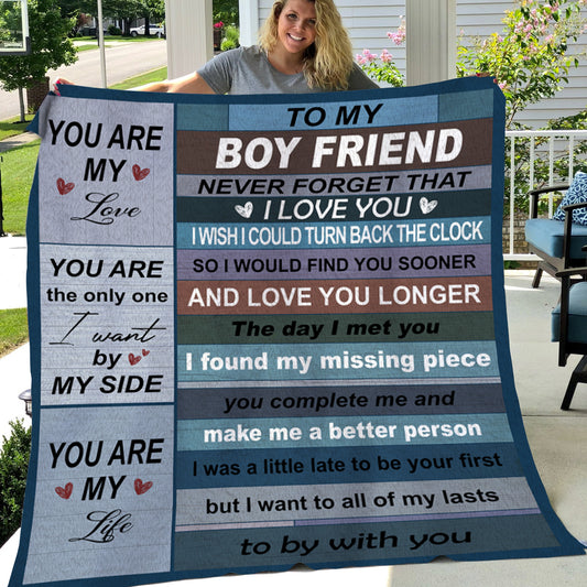 Romantic Valentine's Day Blanket, I Found My Missing Piece, Inspirational Quotes Fleece Blanket - Sherpa Blanket Gift For Your Boyfriend