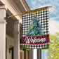 Welcome Plaid Festive Greetings, Christmas Tree Xmas Brighten Garden Flag & House Flag, Christmas Flag Gift Christmas Tree Lovers