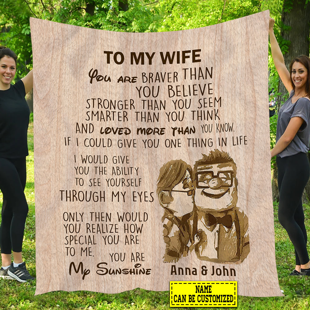 Personalized Valentine's Day Blanket, To My Wife You Are My Sunshine, Valentines Fleece Blanket - Sherpa Blanket Gift For Your Wife