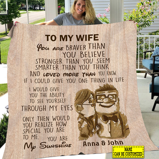 Personalized Valentine's Day Blanket, To My Wife You Are My Sunshine, Valentines Fleece Blanket - Sherpa Blanket Gift For Your Wife