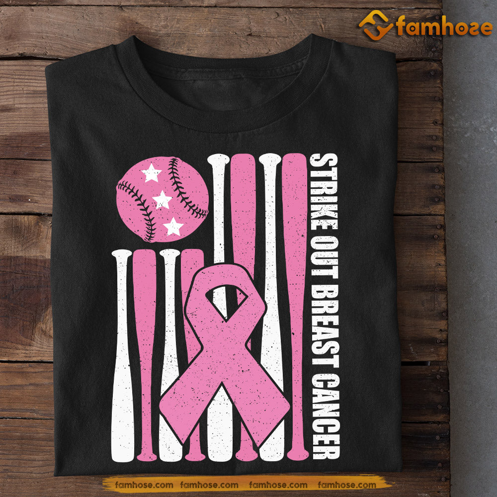 Cute Softball T-shirt, Strike Out Cancer, Gift For Softball Lovers Who Support Breast Cancer Awareness