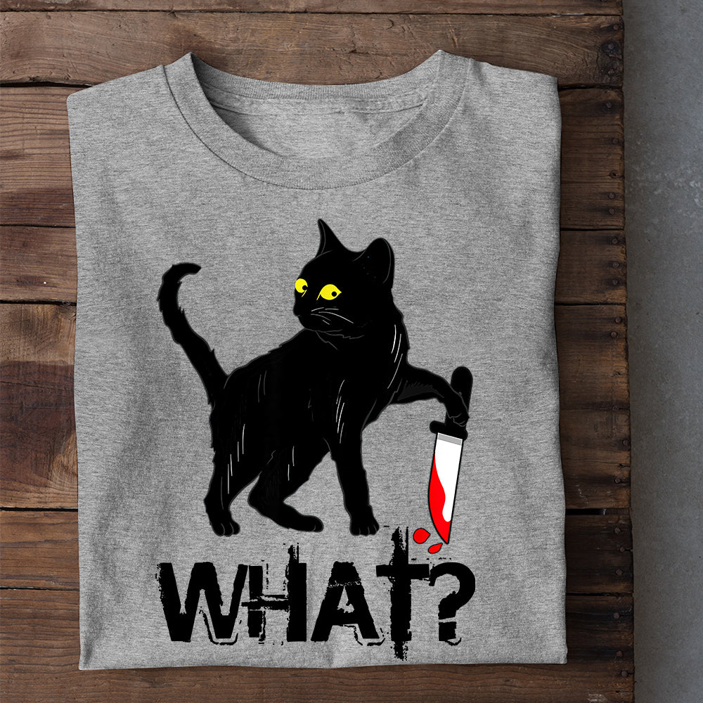 Cool Halloween Black Cat T-shirt, What, Gift For Cat Lovers, Cat Owners, Cat Tees