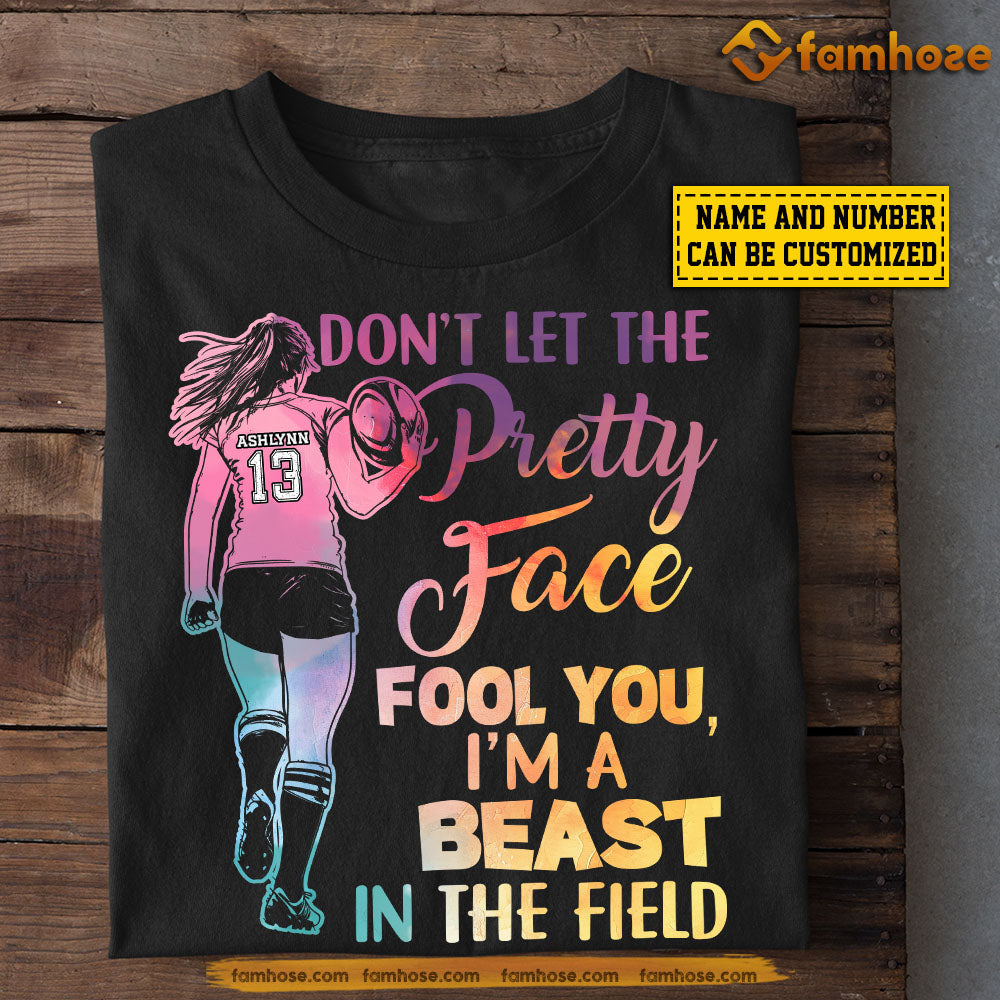Fun Rugby Team Tops Funny Personalized Rugby Girl T-shirt, I'm A Beast In The Field, Gift ...