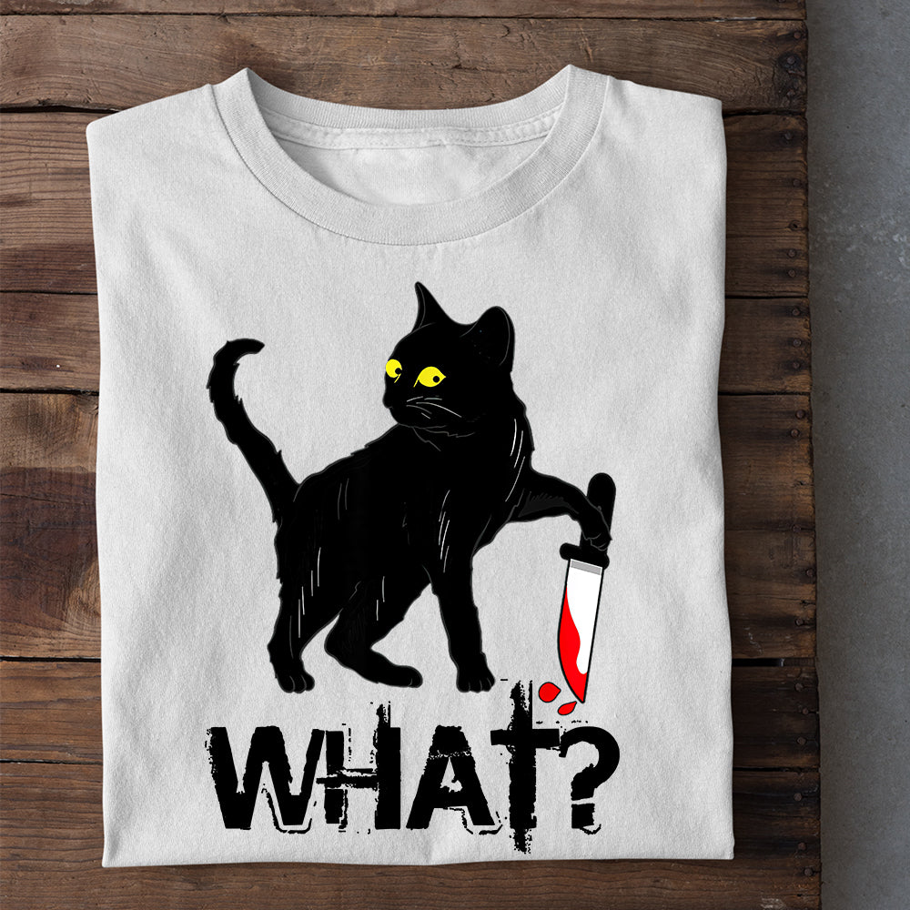 Cool Halloween Black Cat T-shirt, What, Gift For Cat Lovers, Cat Owners, Cat Tees