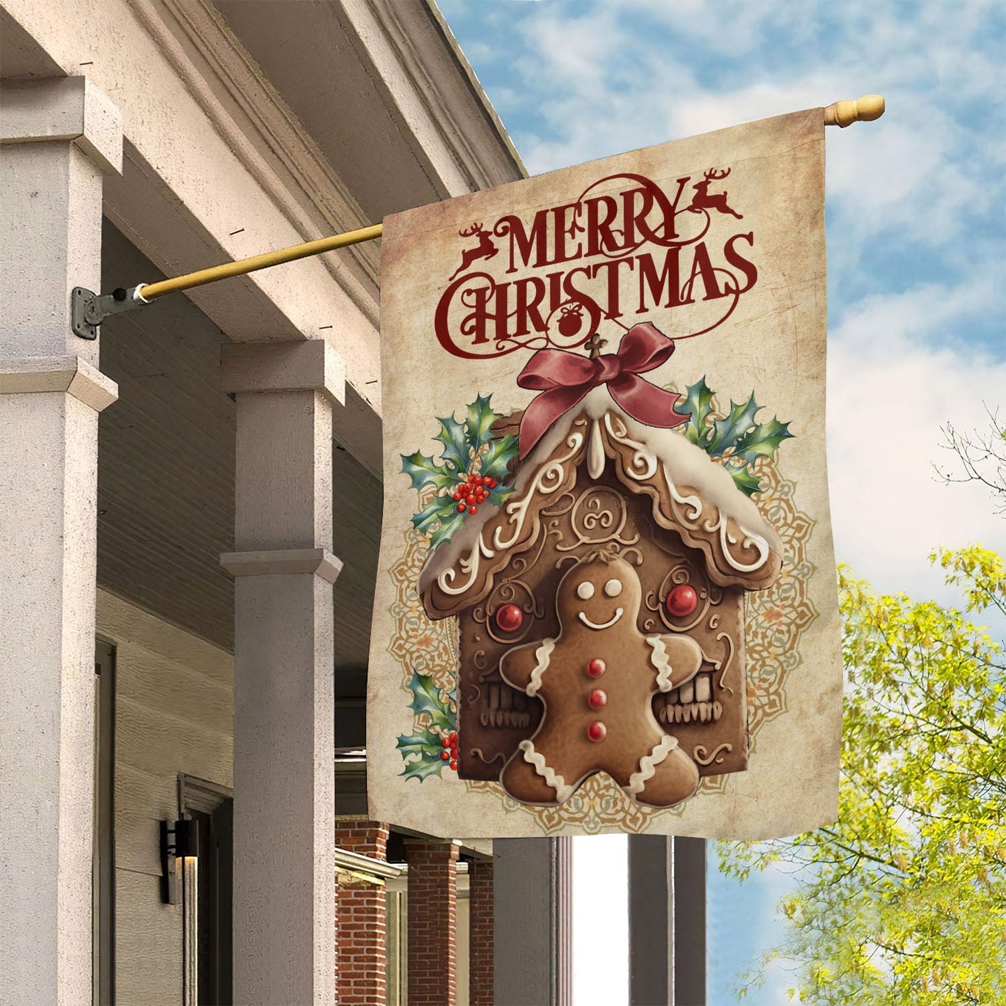 Merry Christmas, Gingerbread Xmas Brighten Garden Flag & House Flag, Christmas Flag Gift Gingerbread Lovers