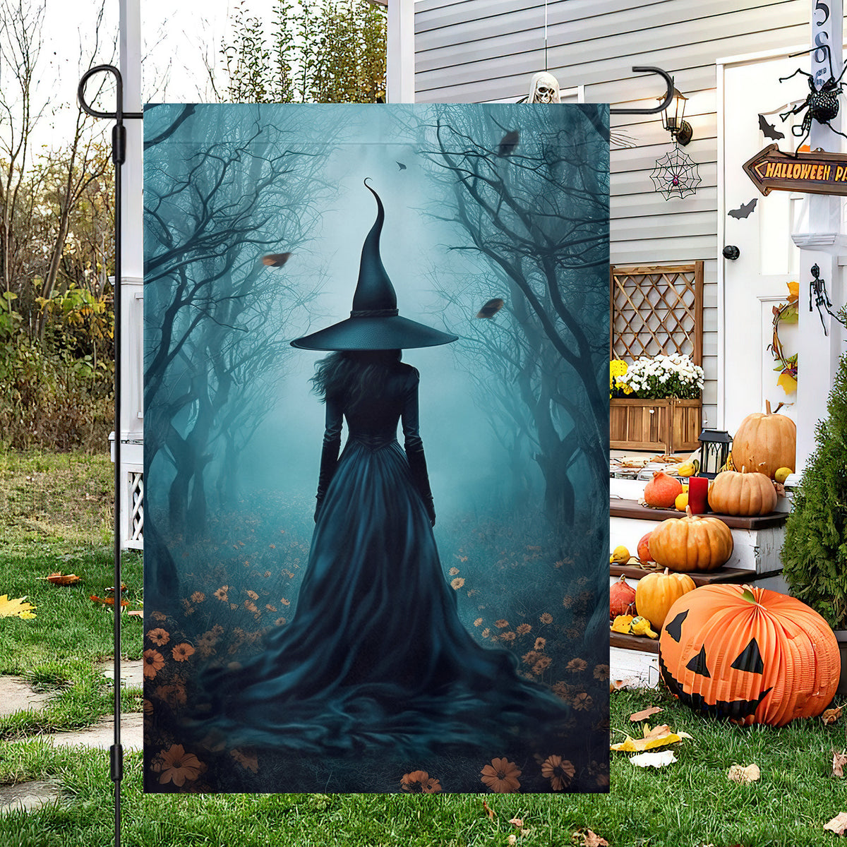 Halloween Witch Flag, The Witch Twilight Dark Forest Vintage Gothic Spooky, Gift For Halloween, House Witch Flag