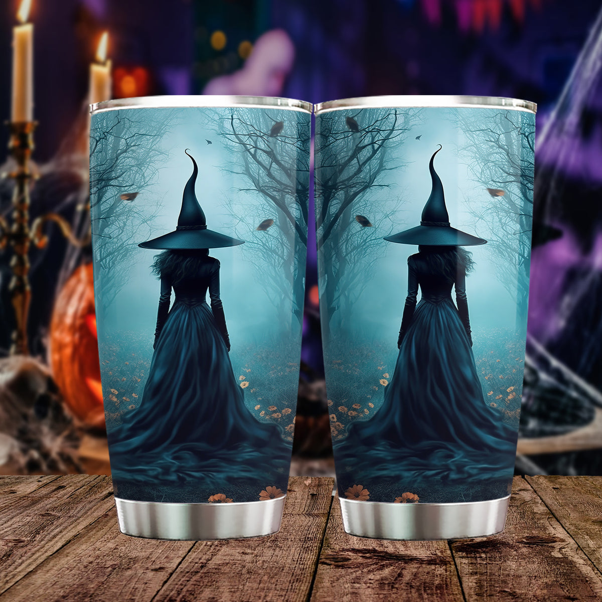 Halloween Witch Tumbler, The Witch Twilight Dark Forest Vintage Gothic Spooky Stainless Steel Tumbler, Gift For Witch Lovers, Halloween Witch Tumbler