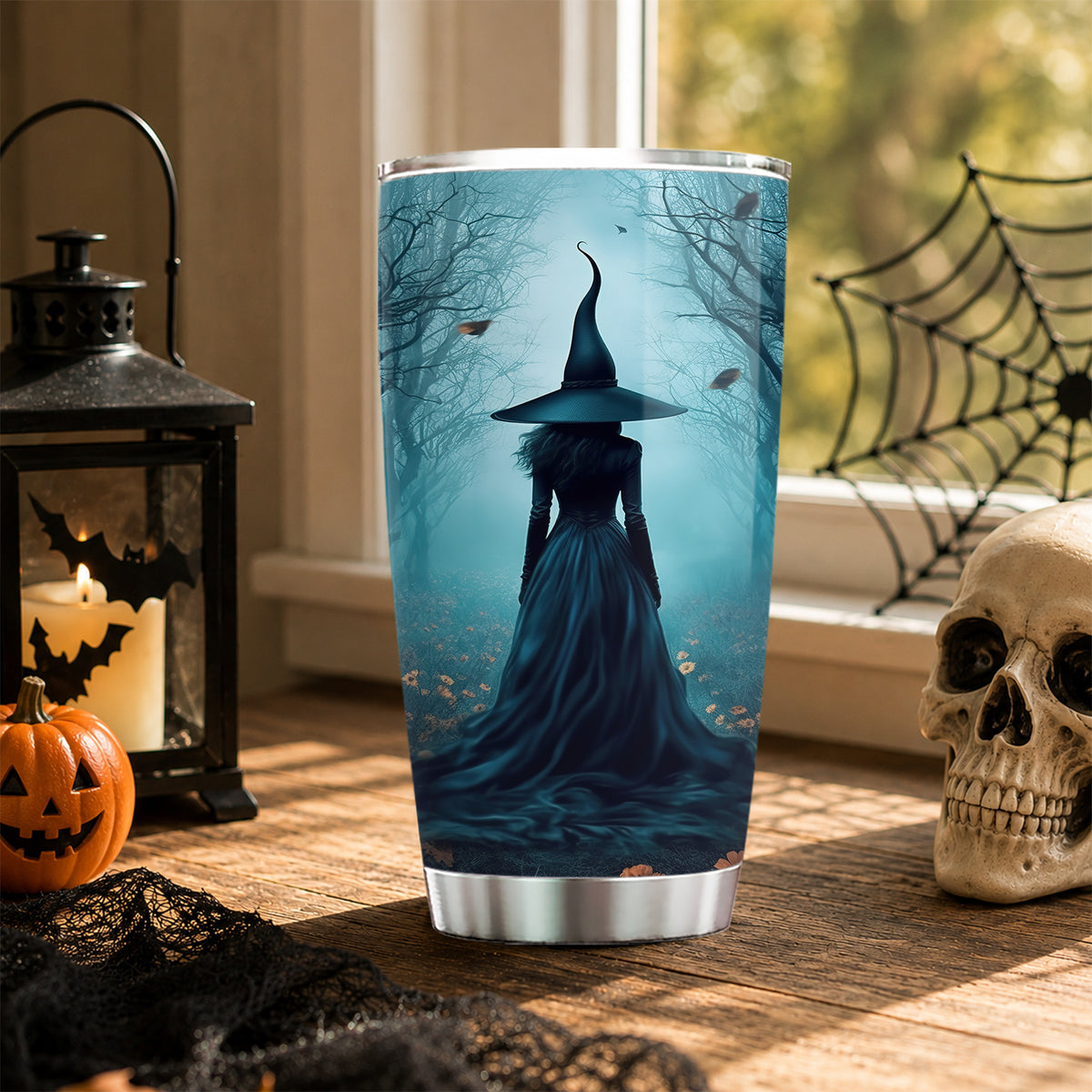 Halloween Witch Tumbler, The Witch Twilight Dark Forest Vintage Gothic Spooky Stainless Steel Tumbler, Gift For Witch Lovers, Halloween Witch Tumbler