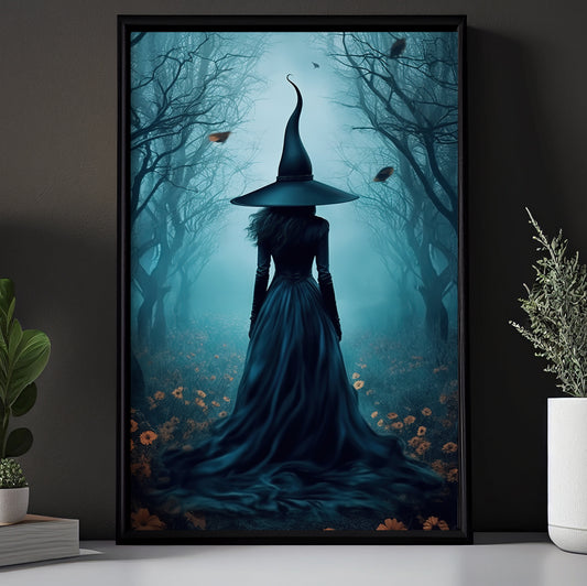 The Witch In Forest Vintage Canvas Painting, Witch Wall Art Decor - Halloween Dark Academia Witchy Poster Gift