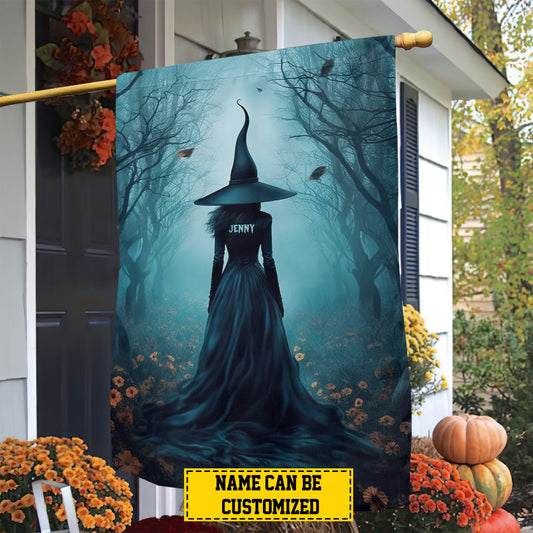 Interesting Personalized Witch Garden Flag & House Flag, Mystical Witch, Halloween Outdoor Decor, Spooky Yard Decor Gift For Witch Lovers