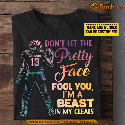 Funny Personalized Football Girl T-shirt, I'm A Beast In The Cleats, Gift For Football Lovers, Football Girl Player