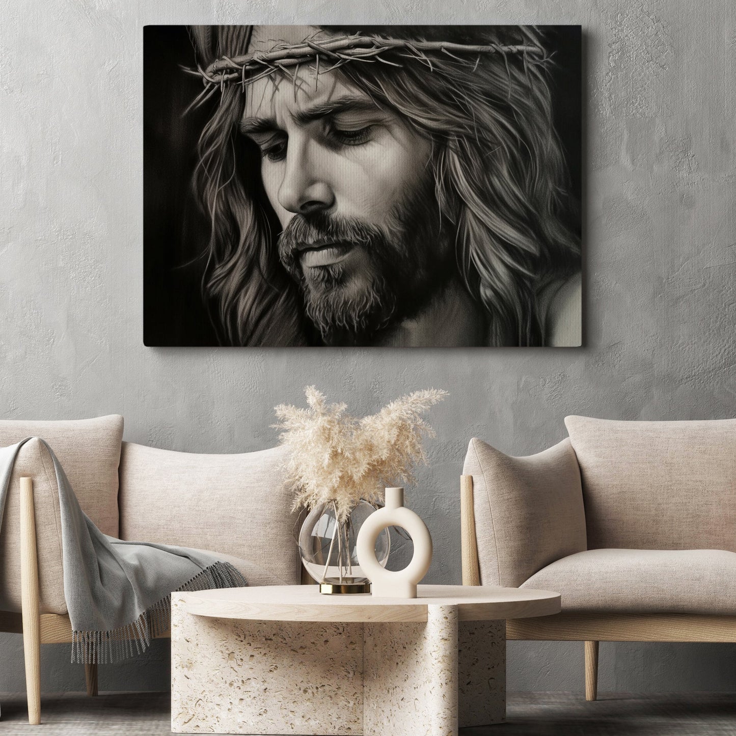 Jesus Face Portrait, Jesus Canvas Painting, Religious Wall Art Decor - Christians Poster Gift