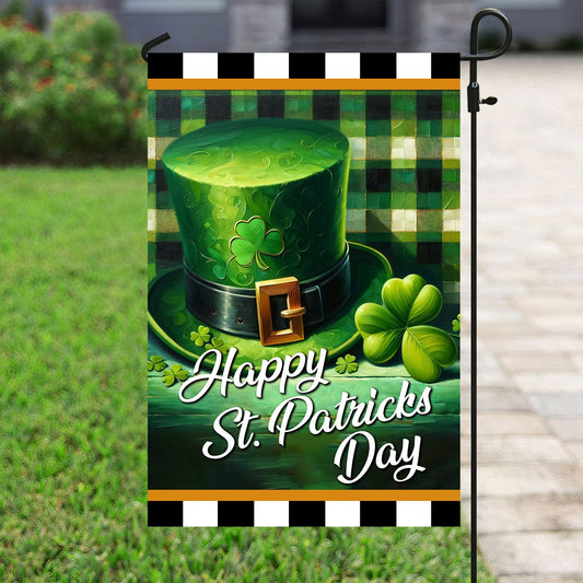 Happy Lucky Hat, St Patrick's Day Garden Flag & House Flag Gift, St Patricks Day Irish Outdoor Decoration
