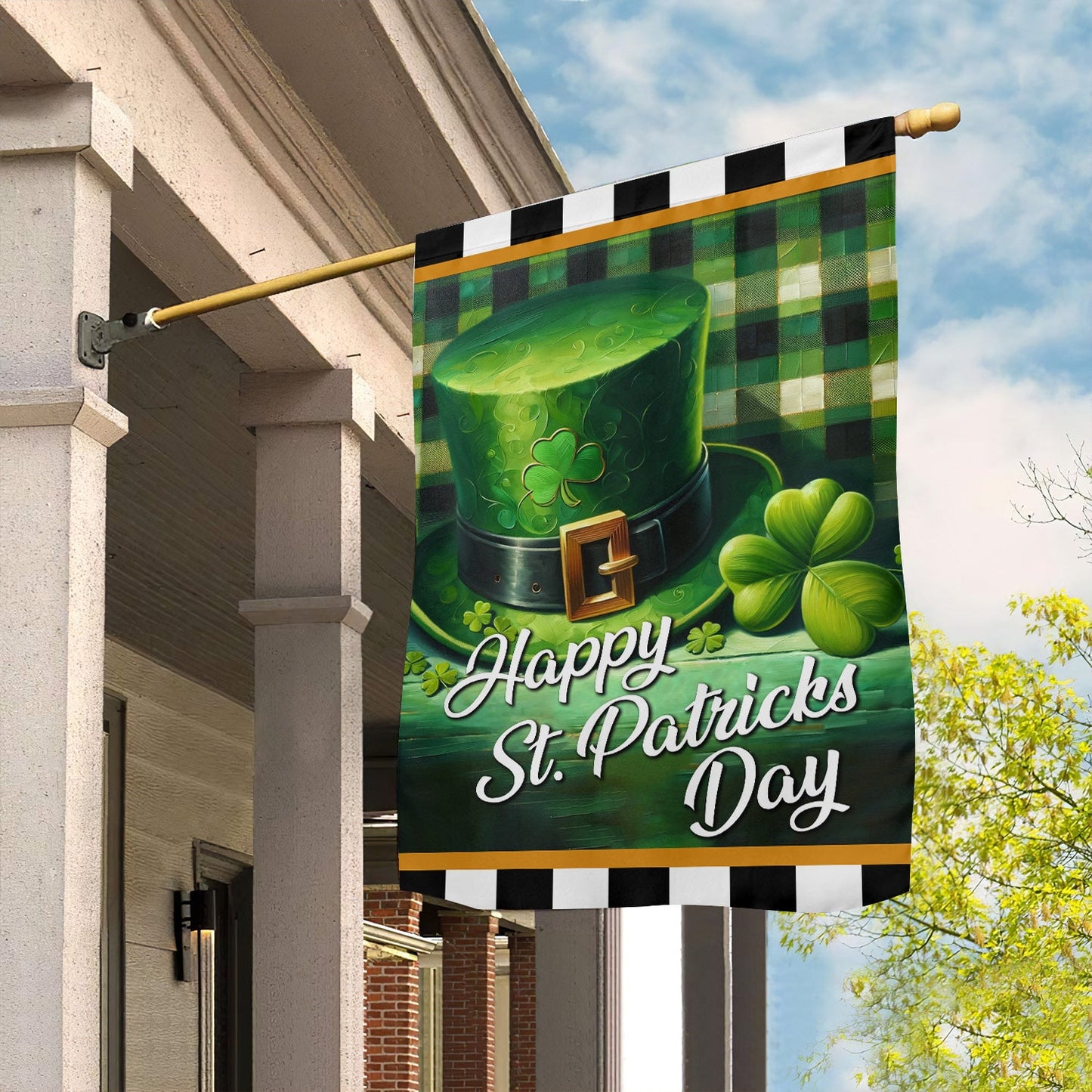 Happy Lucky Hat, St Patrick's Day Garden Flag & House Flag Gift, St Patricks Day Irish Outdoor Decoration