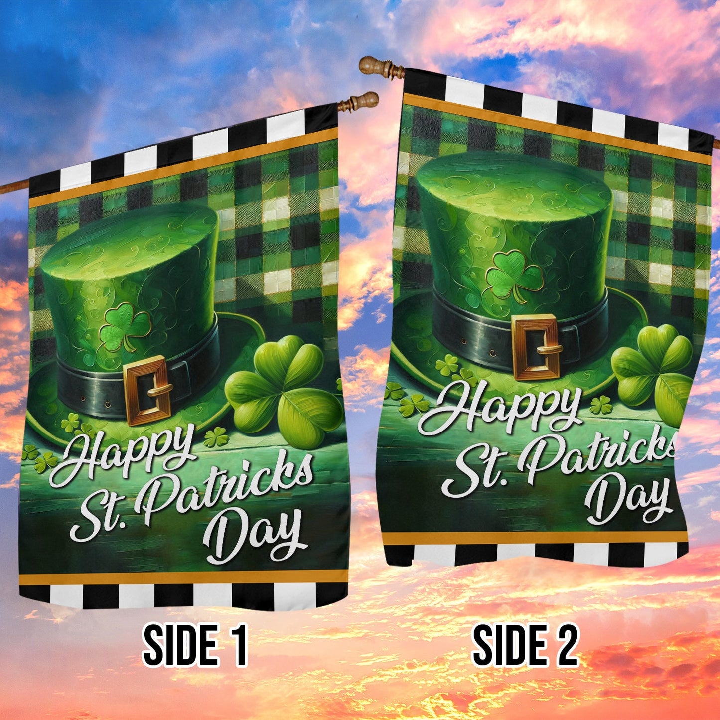 Happy Lucky Hat, St Patrick's Day Garden Flag & House Flag Gift, St Patricks Day Irish Outdoor Decoration