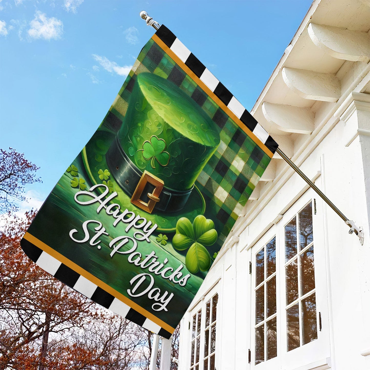 Happy Lucky Hat, St Patrick's Day Garden Flag & House Flag Gift, St Patricks Day Irish Outdoor Decoration