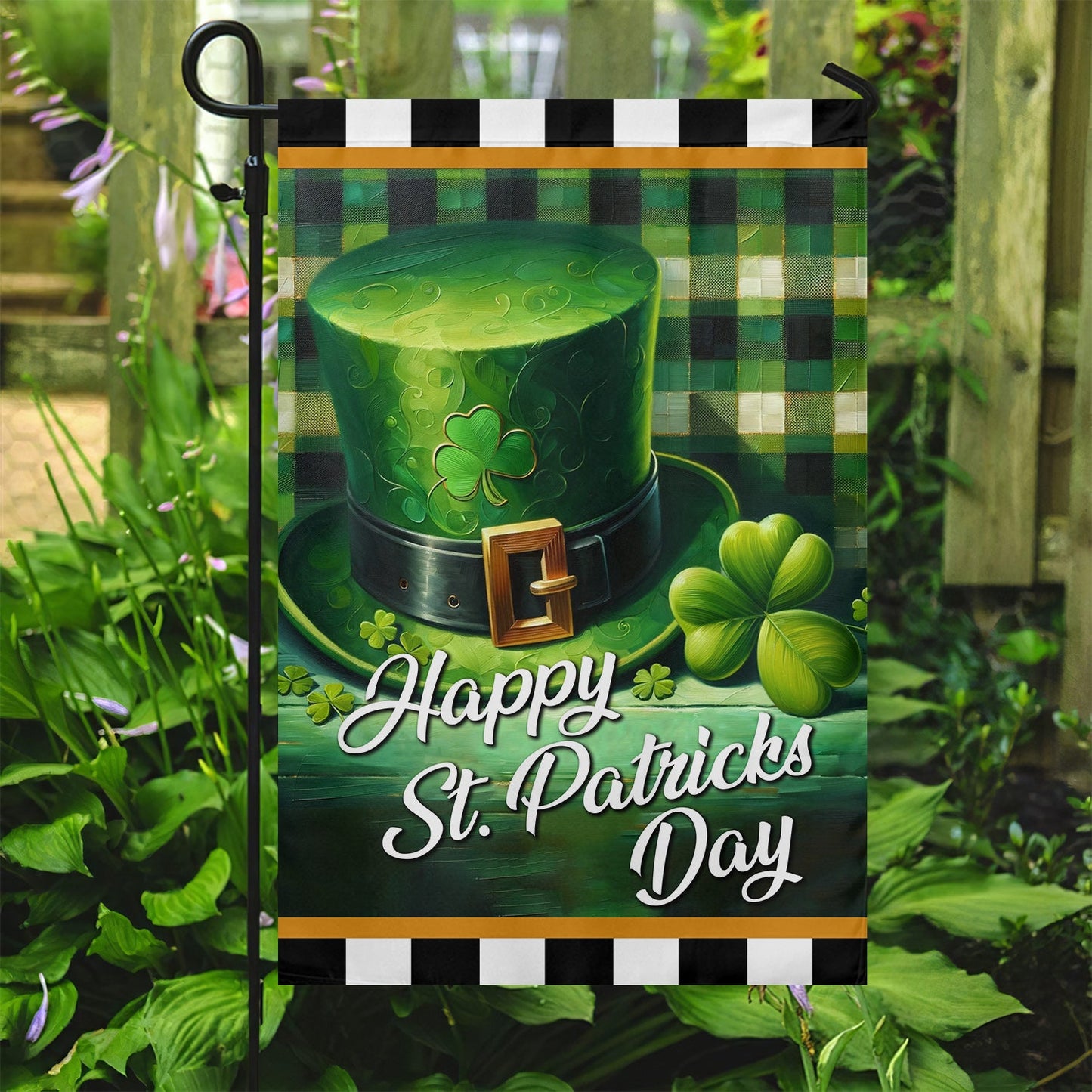 Happy Lucky Hat, St Patrick's Day Garden Flag & House Flag Gift, St Patricks Day Irish Outdoor Decoration