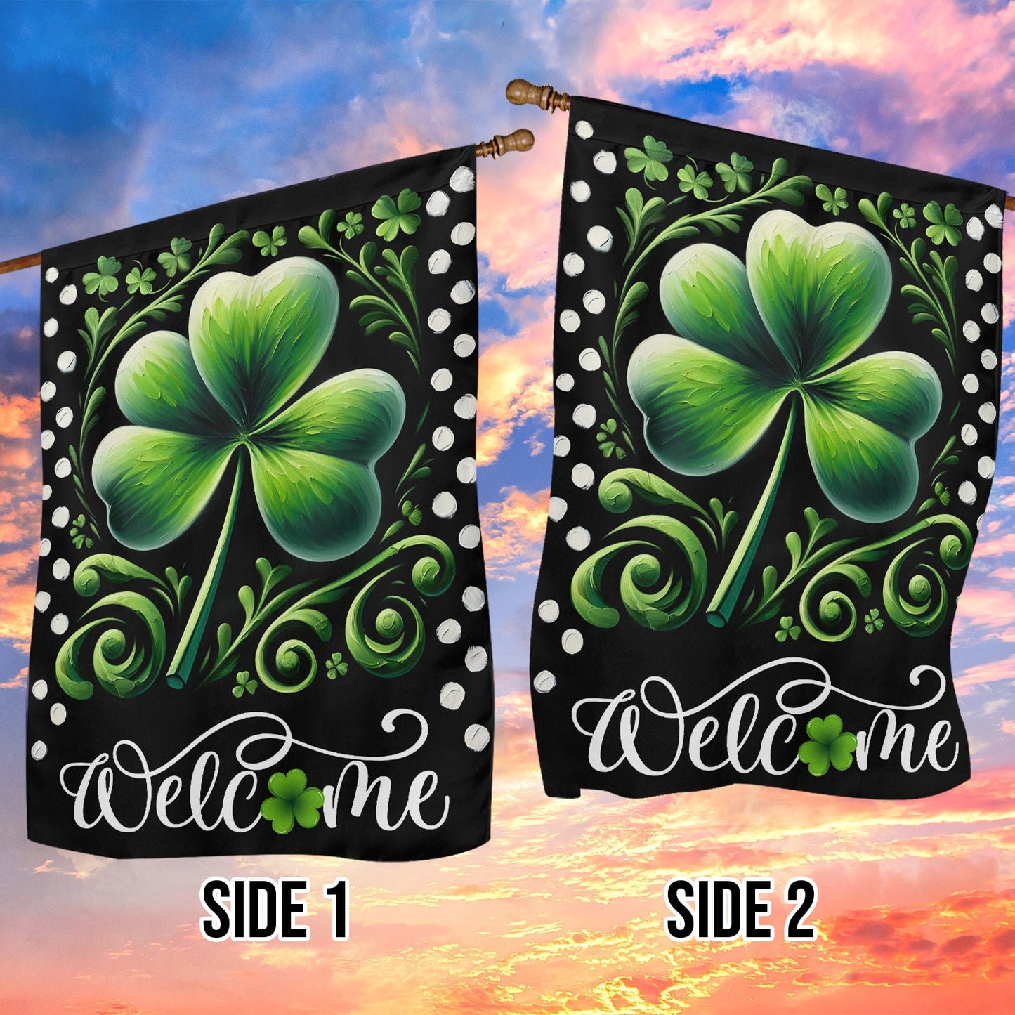 Shamrocks, St Patrick's Day Garden Flag & House Flag Gift, St Patricks Day Irish Outdoor Decoration