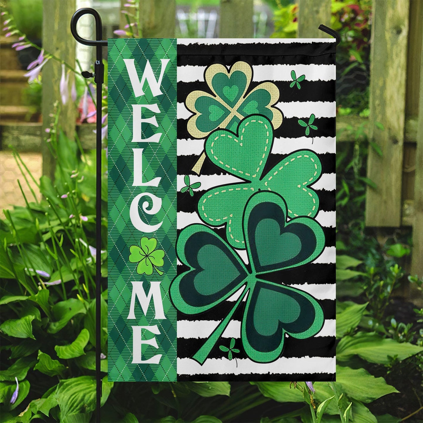 Welcome Shamrocks, St Patrick's Day Garden Flag & House Flag Gift, St Patricks Day Irish Outdoor Decoration