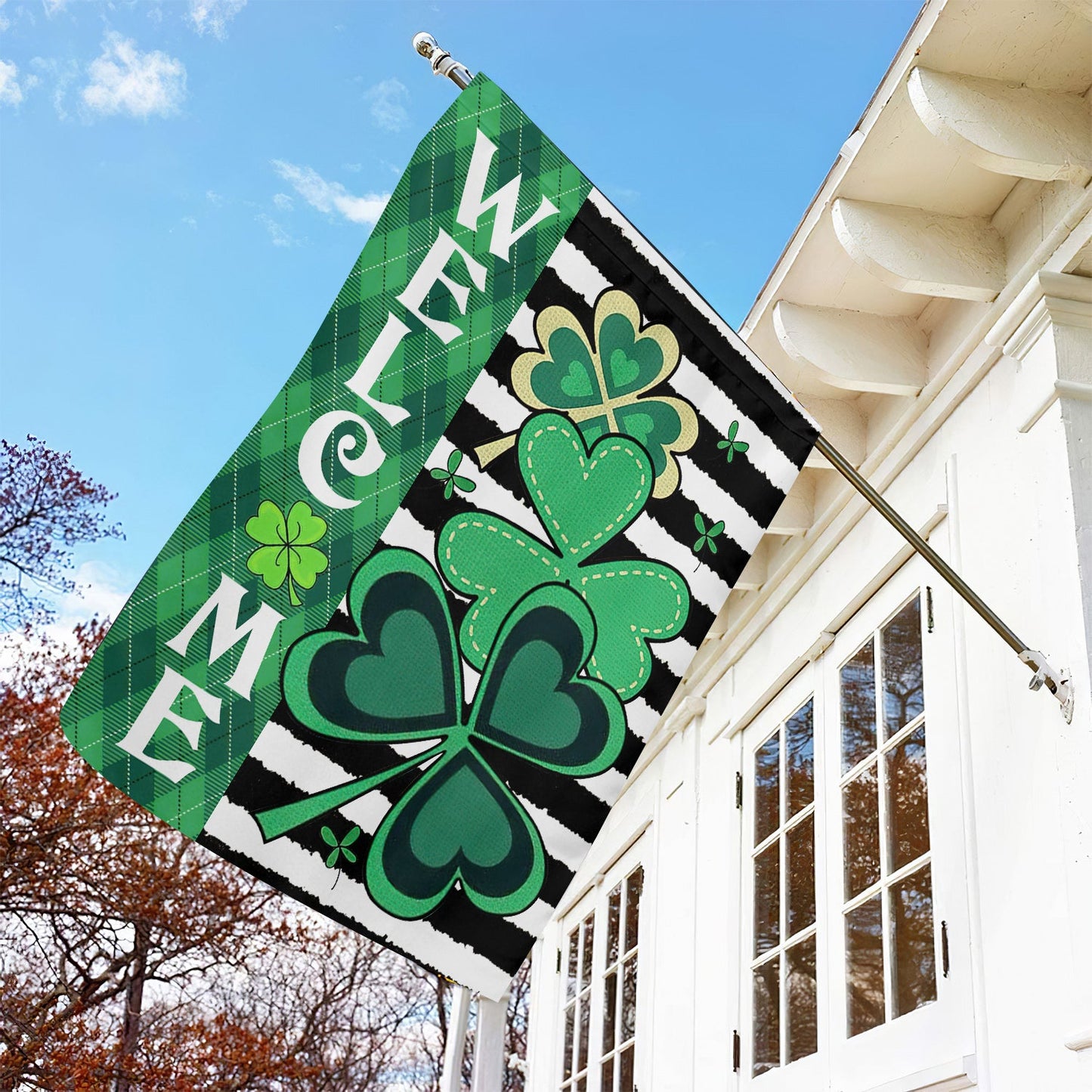 Welcome Shamrocks, St Patrick's Day Garden Flag & House Flag Gift, St Patricks Day Irish Outdoor Decoration