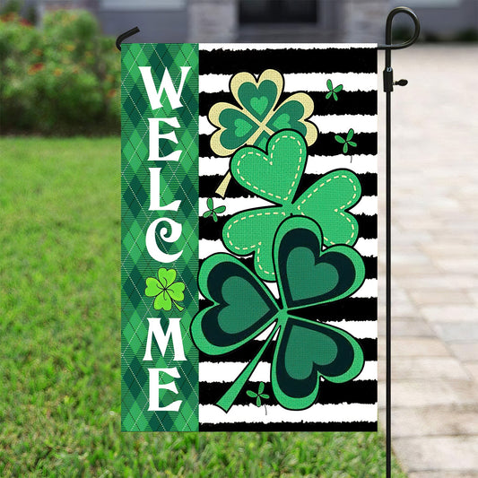 Welcome Shamrocks, St Patrick's Day Garden Flag & House Flag Gift, St Patricks Day Irish Outdoor Decoration