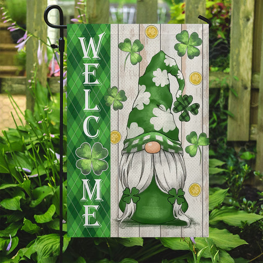 Green Gnome, St Patrick's Day Garden Flag & House Flag Gift, St Patricks Day Irish Outdoor Decoration