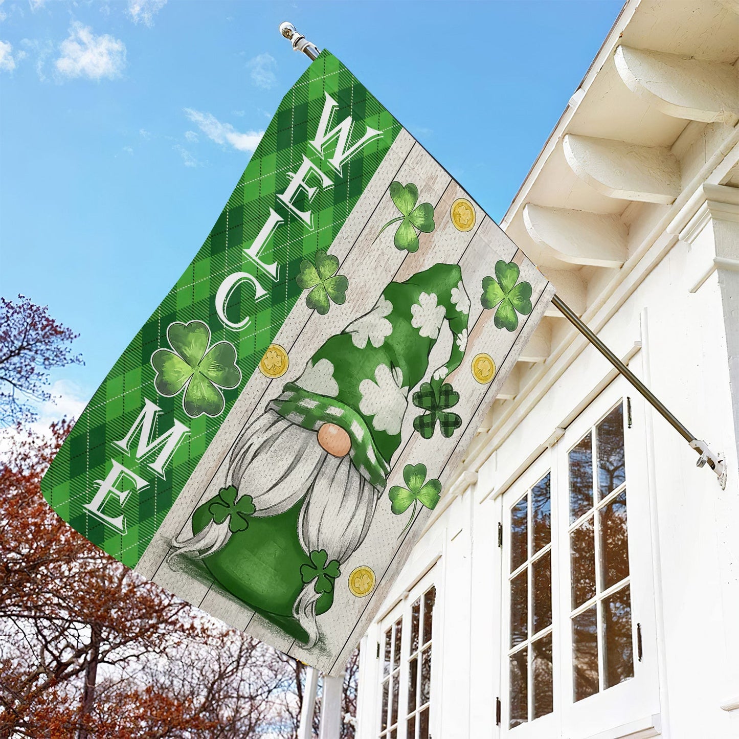 Green Gnome, St Patrick's Day Garden Flag & House Flag Gift, St Patricks Day Irish Outdoor Decoration