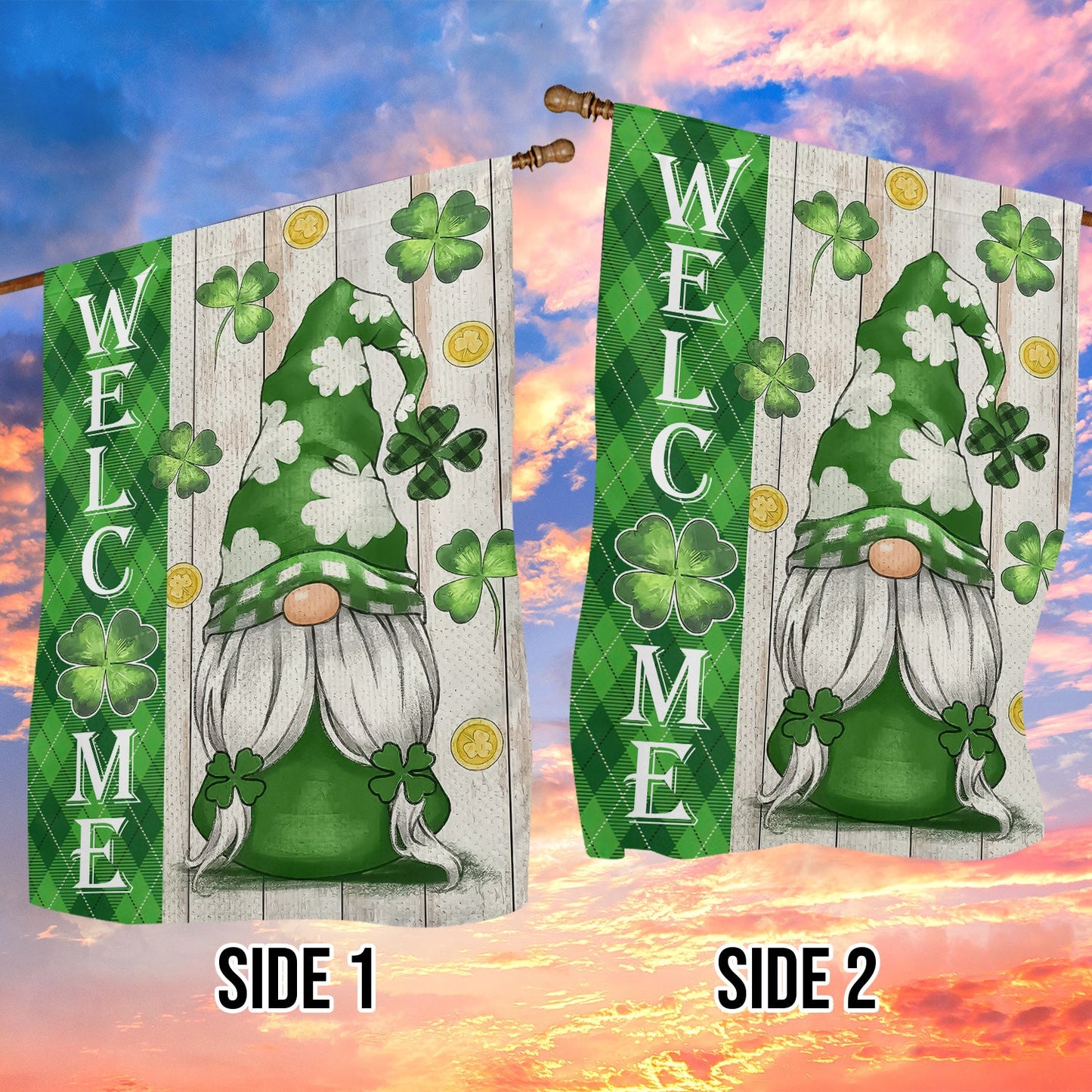 Green Gnome, St Patrick's Day Garden Flag & House Flag Gift, St Patricks Day Irish Outdoor Decoration