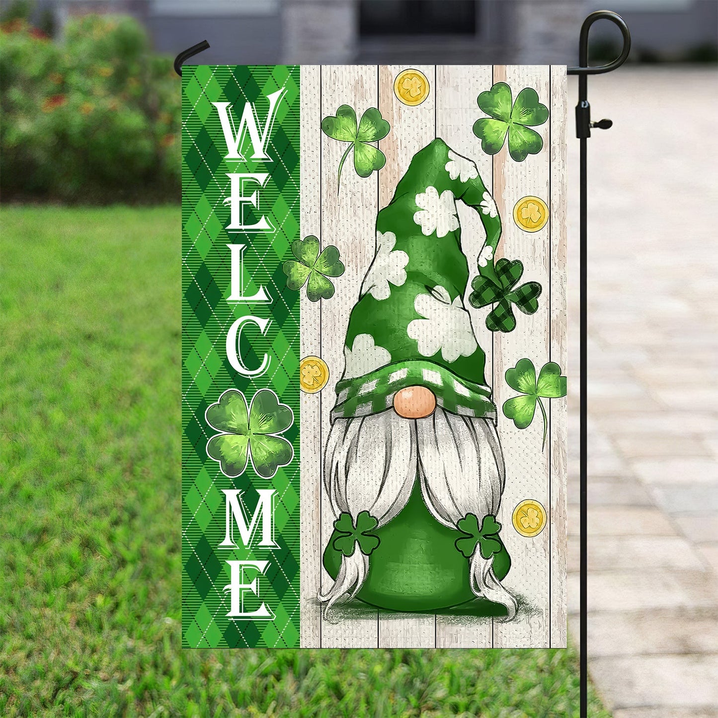 Green Gnome, St Patrick's Day Garden Flag & House Flag Gift, St Patricks Day Irish Outdoor Decoration